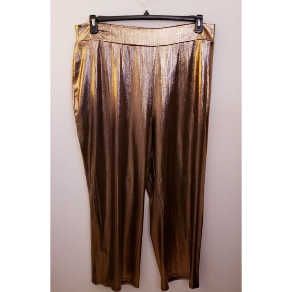 Nina Parker Bronze Metallic Duster Pants Coord Set Party Festive Holiday 2X NWT - Picture 9 of 15